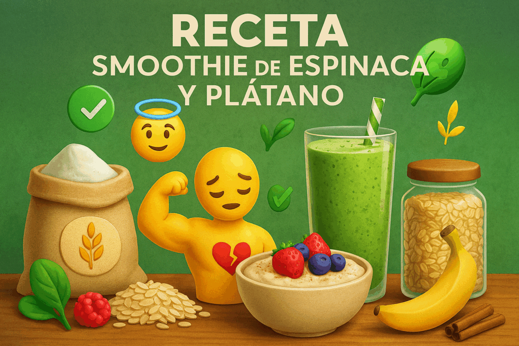 SMOOTHIE DE ESPINACAS Y PLÁTANO
batido verde energizante
smoothie saludable con frutas